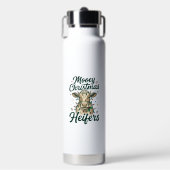 Mooey Kerst Vaarzen Funny Koe Kerst Ontwerp Waterfles (Voorkant)