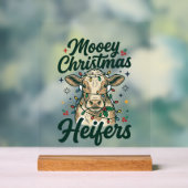 Mooey Kerst Vaarzen Grappig Koe Kerst Ontwerp Acryl Bord (Neutraal)