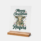 Mooey Kerst Vaarzen Grappig Koe Kerst Ontwerp Acryl Bord (Hoek)