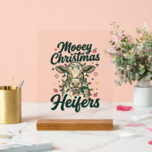 Mooey Kerst Vaarzen Grappig Koe Kerst Ontwerp Acryl Bord (Huwelijk)
