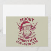 Mooey Kerst Westerne Koe Lover Club Xmas Seizoen Feestdagenkaart (Voorkant / Achterkant)