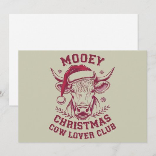 Mooey Kerst Westerne Koe Lover Club Xmas Seizoen Feestdagenkaart (Voorkant / Achterkant)