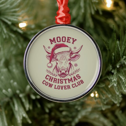 Mooey Kerst Westerne Koe Lover Club Xmas Seizoen Metalen Ornament (Boom)