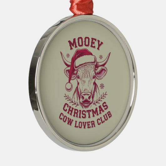 Mooey Kerst Westerne Koe Lover Club Xmas Seizoen Metalen Ornament (Rechts)