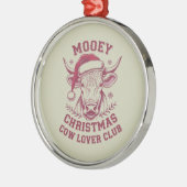 Mooey Kerst Westerne Koe Lover Club Xmas Seizoen Metalen Ornament (Links)