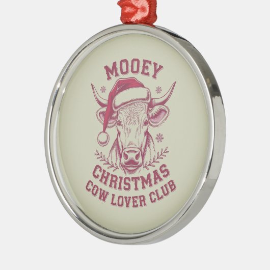 Mooey Kerst Westerne Koe Lover Club Xmas Seizoen Metalen Ornament (Links)