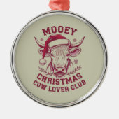 Mooey Kerst Westerne Koe Lover Club Xmas Seizoen Metalen Ornament (Voorkant)