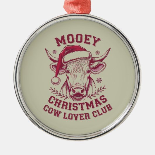 Mooey Kerst Westerne Koe Lover Club Xmas Seizoen Metalen Ornament (Voorkant)