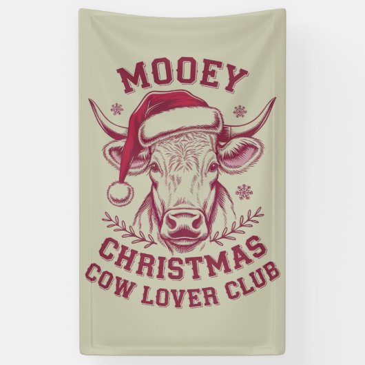 Mooey Kerst Westerne Koe Lover Club Xmas Seizoen Spandoek (Verticaal)