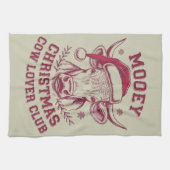 Mooey Kerst Westerne Koe Lover Club Xmas Seizoen Theedoek (Horizontaal)