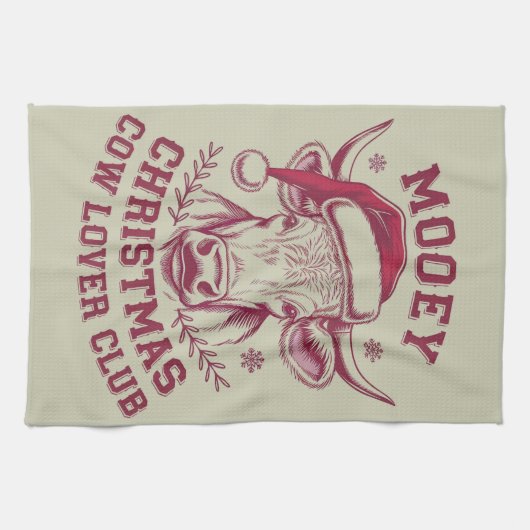 Mooey Kerst Westerne Koe Lover Club Xmas Seizoen Theedoek (Horizontaal)
