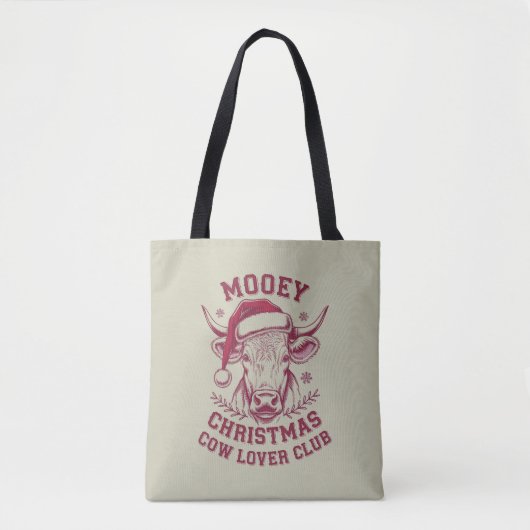 Mooey Kerst Westerne Koe Lover Club Xmas Seizoen Tote Bag (Voorkant)
