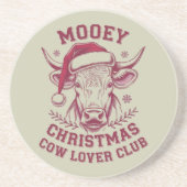 Mooey Kerst Westerne Koe Lover Club Xmas Seizoen Zandsteen Onderzetter (Voorkant)