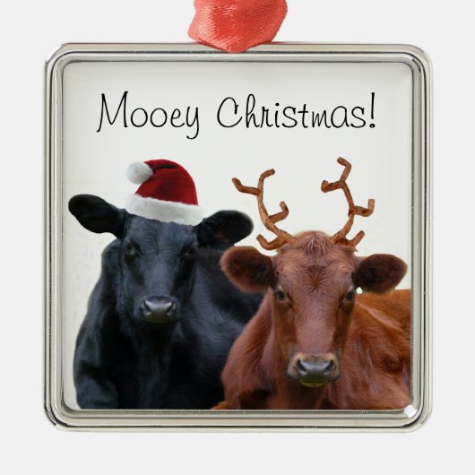 Mooey Kerstfeestay Costume Cattle Metalen Ornament (Voorkant)