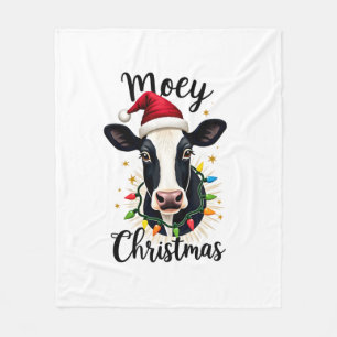 Mooey Kerstman Kerstlichten Koeienliefhebbers Fleece Deken