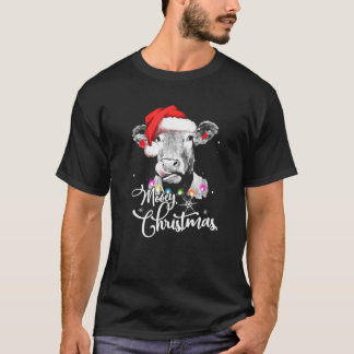 Mooey Kerstmis Fun Heifer Koe Santa Xmas Light Fa T-shirt