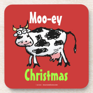 Mooey Kerstmis Funny Koe Bier Onderzetter