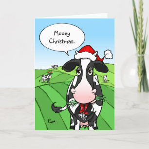 Mooey Kerstmis Funny Koe Holiday Cards Feestdagen Kaart