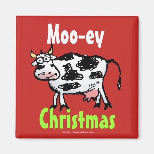 Mooey Kerstmis Funny Red Koe Magneet (Voorkant)