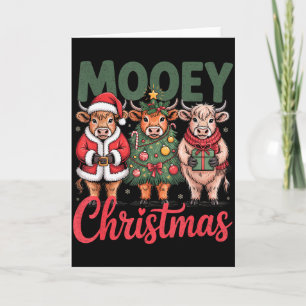 Mooey Kerstmis Grappig Hoogland Koe Ontwerp Xmas K Kaart