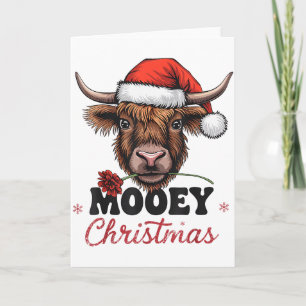 Mooey Kerstmis Grappig Hoogland Koe Ontwerp Xmas K Kaart