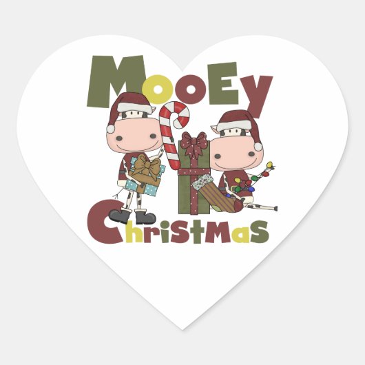 Mooey Kerstmis Hart Sticker (Voorkant)
