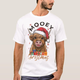 Mooey Kerstmis Hoogland Koe Xmas Light San T-shirt