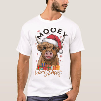 Mooey Kerstmis Hoogland Koe Xmas Light San T-shirt