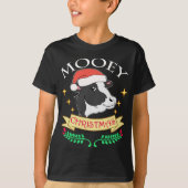 Mooey Kerstmis Koe met Santa Hat Cute Graphic T-shirt (Voorkant)