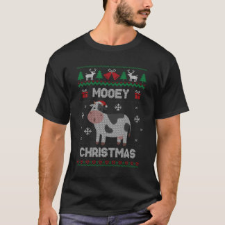Mooey Kerstmis Koe Santa Claus Pet lelijke kerst T-shirt