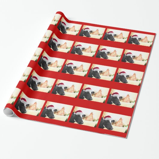 Mooey Kerstwinter Cow in Santa Hat Cadeaupapier (Uitgerold)