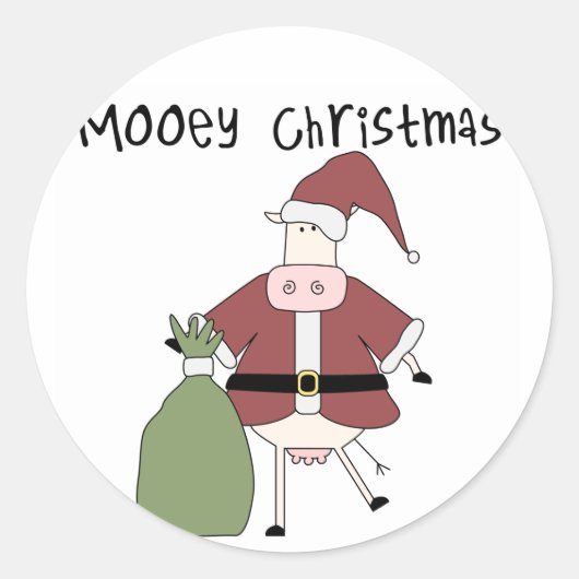Mooey Koe Kerst Tshirts en Cadeaus Ronde Sticker (Voorkant)