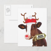 Mooey Merry Christmas Rendier Koe Feestdagenkaart (Voorkant / Achterkant)