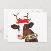 Mooey Merry Christmas Rendier Koe Feestdagenkaart (Voorkant / Achterkant)
