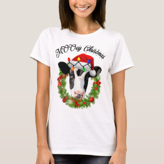 MOOey Merry Kerstmis Wreath Pet Licht Cute Koe F T-shirt