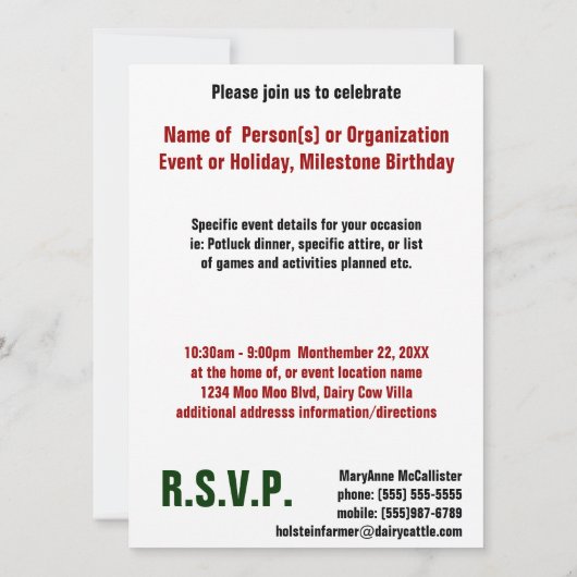 Mooey Merry-kerstrendierenkool Kaart (Achterkant)