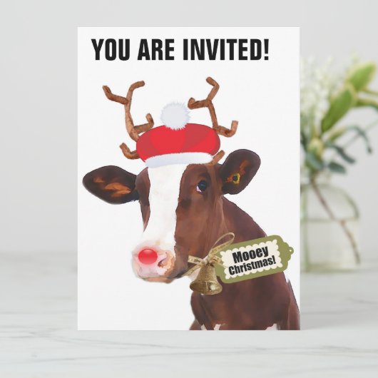 Mooey Merry-kerstrendierenkool Kaart (Staand voorkant)