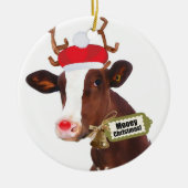 Mooey Merry kerstrennierkoe Keramisch Ornament (Voorkant)