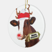 Mooey Merry kerstrennierkoe Keramisch Ornament (Links)