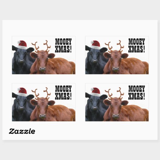 Mooey Vrolijk Kerstfeest Koeien Stickers (Vel)