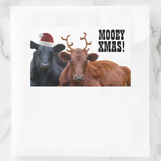 Mooey Vrolijk Kerstfeest Koeien Stickers (Tas)
