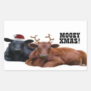 Mooey Vrolijk Kerstfeest Koeien Stickers