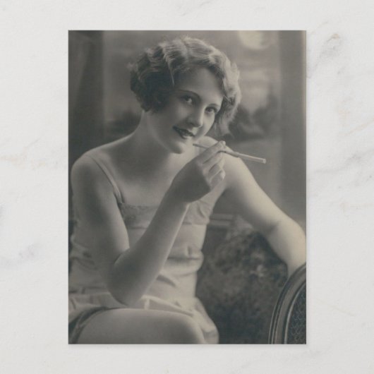 Mooi 1920's roken flapper meisje Foto Briefkaart (Voorkant)