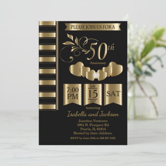 Mooi 50e Golden Jubileum Kaart (Staand voorkant)