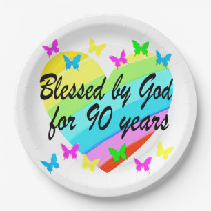 MOOI 90E CHRISTELIJK VERJAARDAGSGEBEDSONTWERP PAPIEREN BORDJE