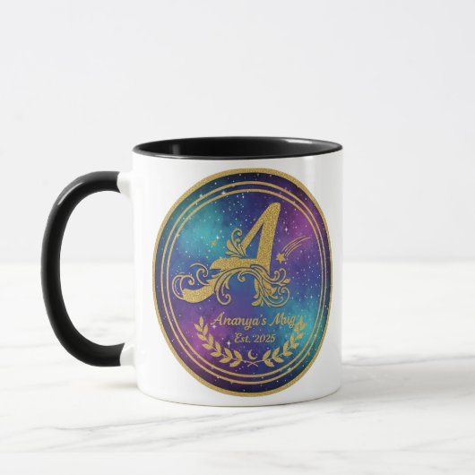 Mooi 'A' Monogrammok - Ananya's Est. 2025 Persoonl Mok (Links)