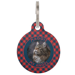 Mooi aangepast bont ouder geschenk geruit motief huisdierpenning