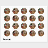 Mooi aanraakmoment tussen houten eenden ronde sticker (Vel)