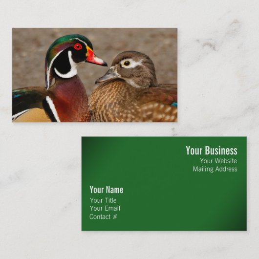 Mooi aanraakmoment tussen houten eenden visitekaartje (Voorkant / Achterkant)