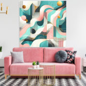 Mooi Abstract in roze, Blauwgroen, goud Canvas Afdruk (Insitu (Woonkamer))